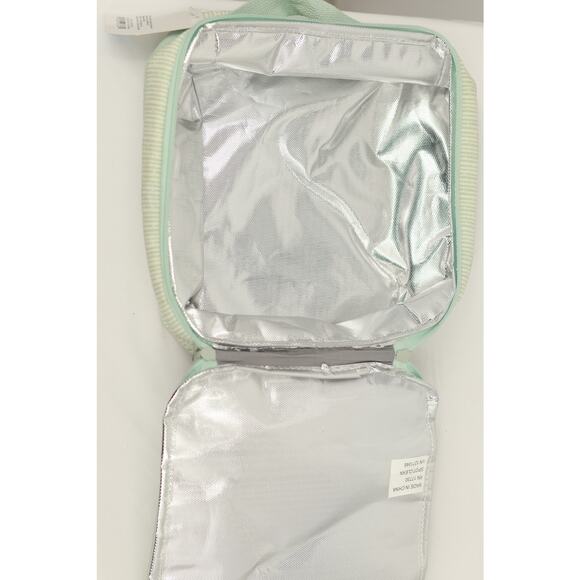 Room Essentials Recycled Cotton Lunch Tote Bag Front Pocket Mint/White One Size - Picture 3 of 4